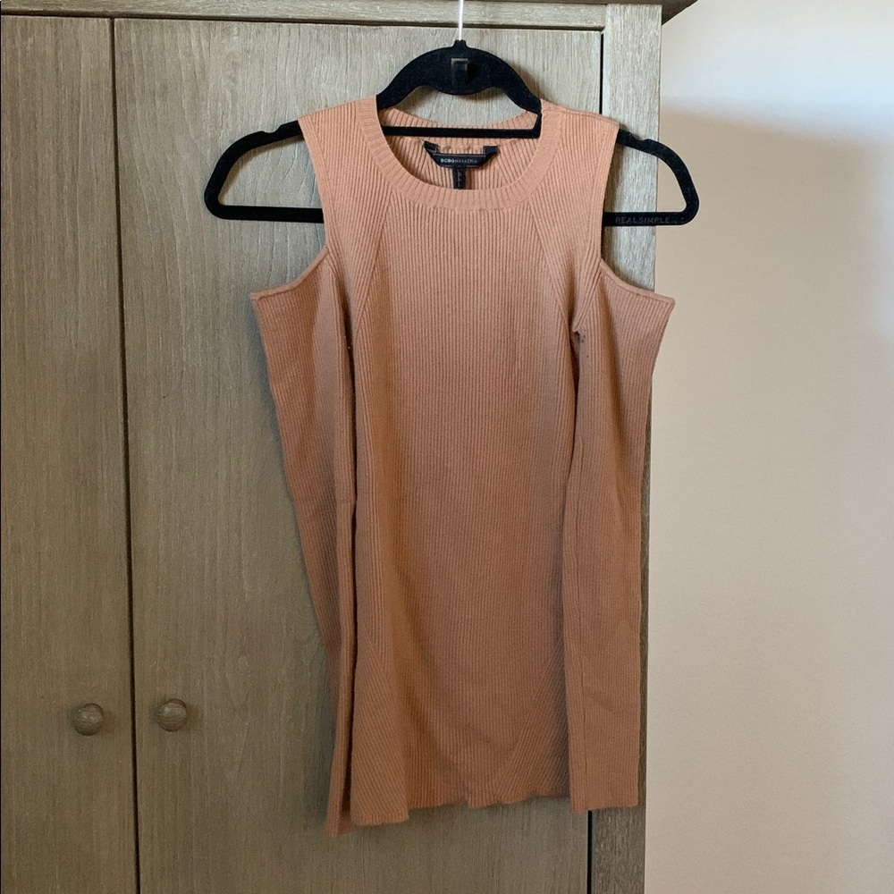 BCBGMaxAzria Camel Ribbed Knit Top